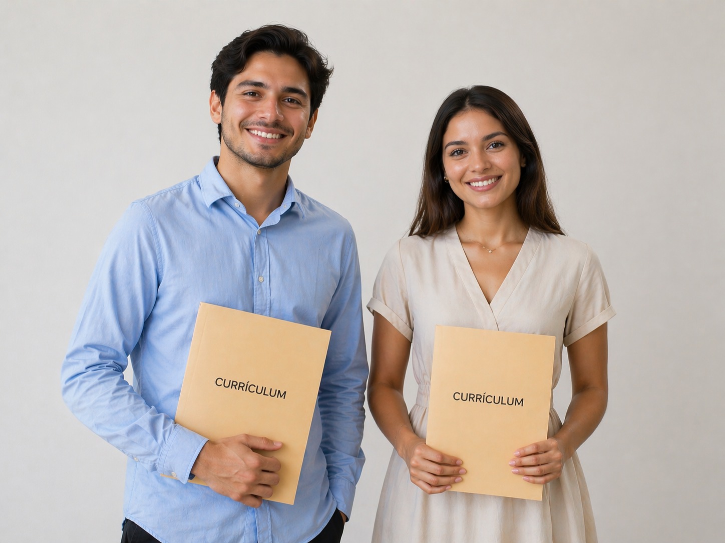 Dos personas con su currículum, imagen de la sección de trabajos en Ecuador